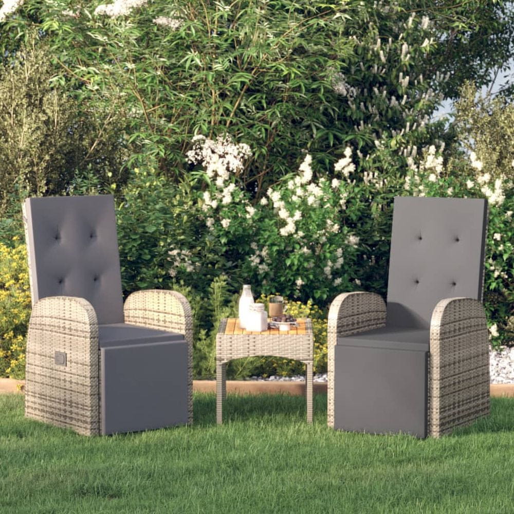 Vidaxl Skladacie záhradné stoličky, vankúše, 2 ks, sivé, PE ratan